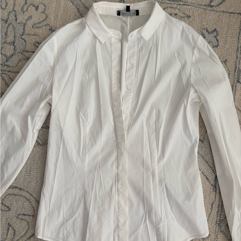 Lafayette 148 white button down shirt